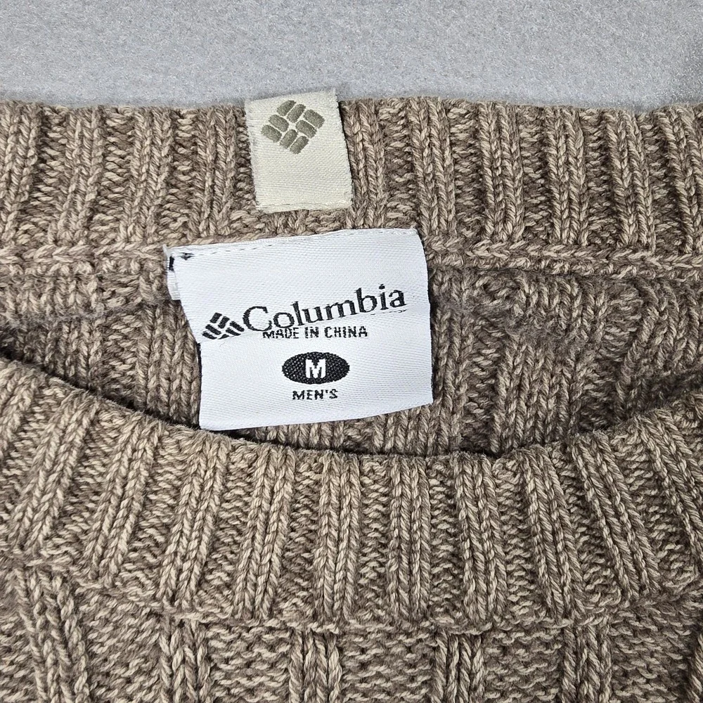 Columbia Sweater Mens Medium Brown Crewneck Ribbed Knit‎ Raglan Outdoor Pullover